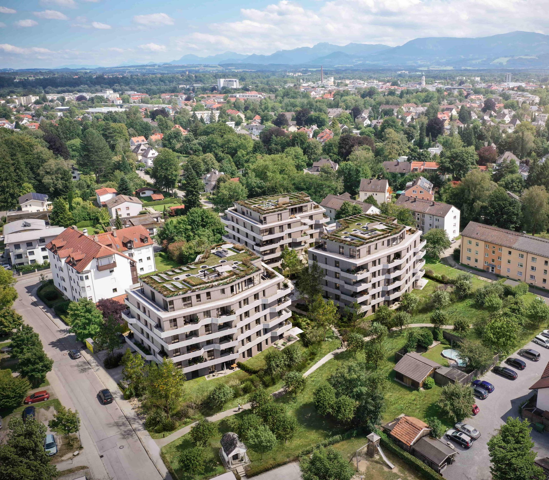 Vogelperspektive von Wohnungen in Rosenheim und Umgebung
