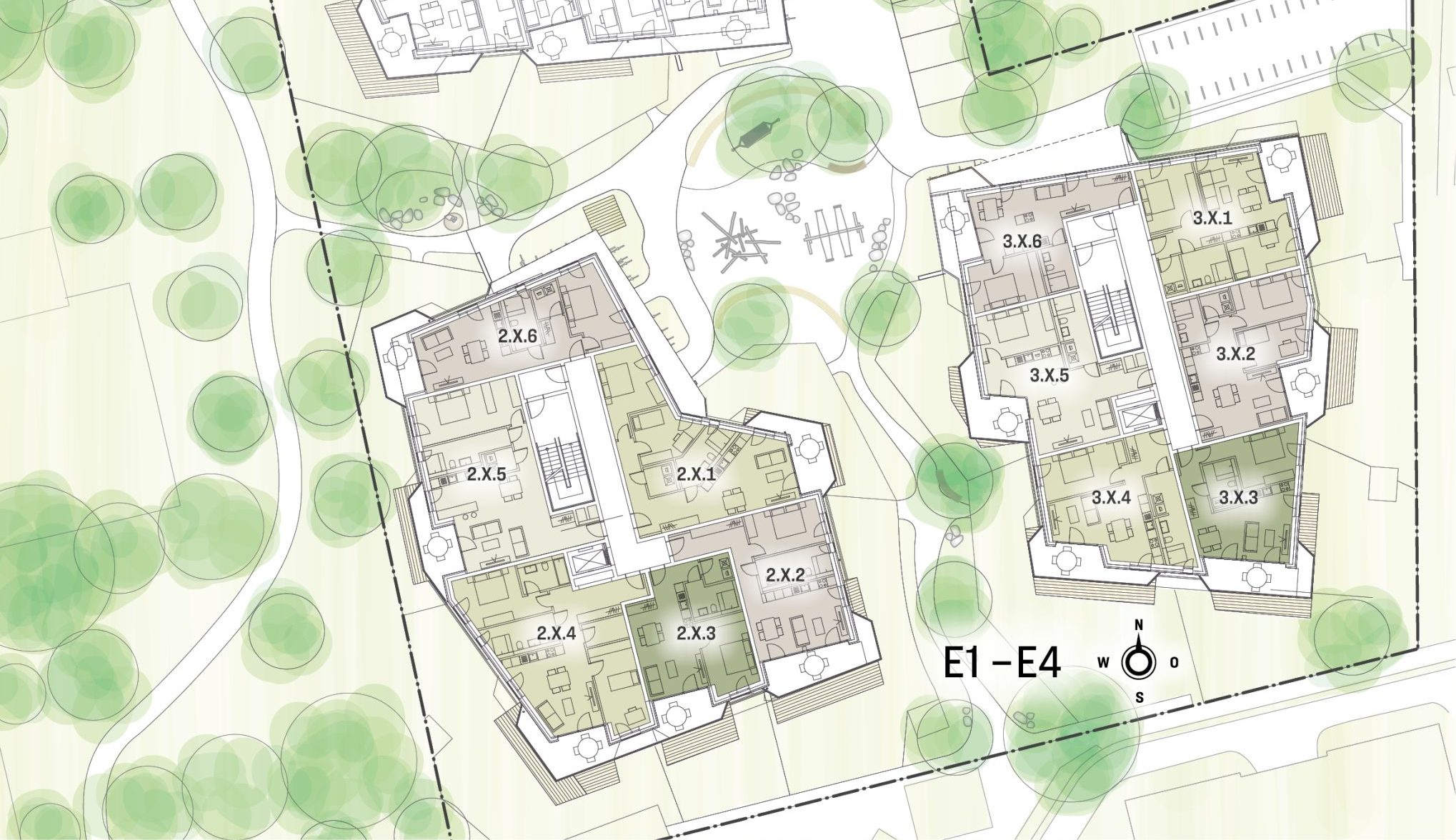 Lageplan von Wohnungen in Rosenheim